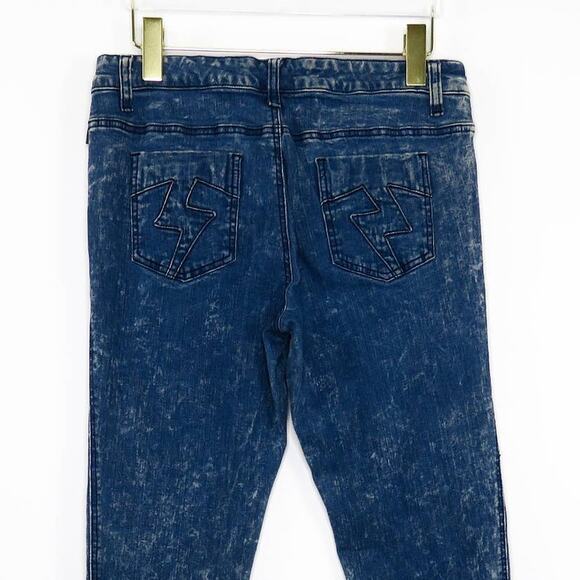 Hot Topic Tripp NYC Acid Wash Skinny Jeans Studded Size 9 Waist 29" - Picture 5 of 7